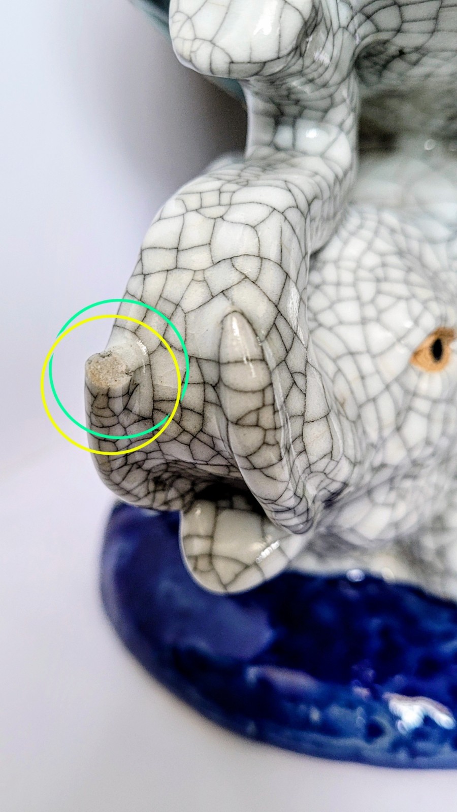 Vintage Italian Majolica Elephant Compote Centerpiece Bowl —Crackle Glaze Finish