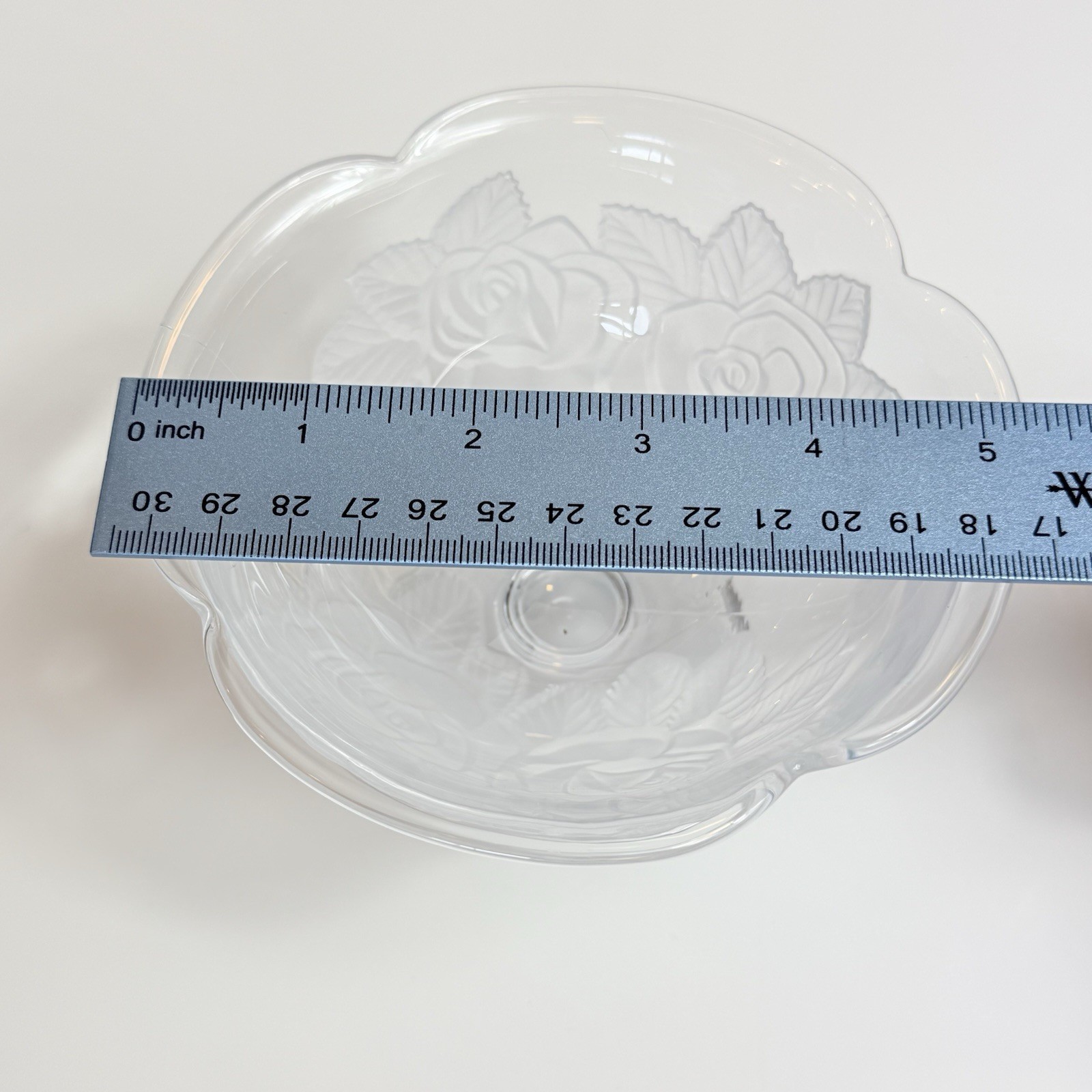 Vintage Clear Frosted Glass Rose Footed Pedestal Bowl Coquette Cottagecore
