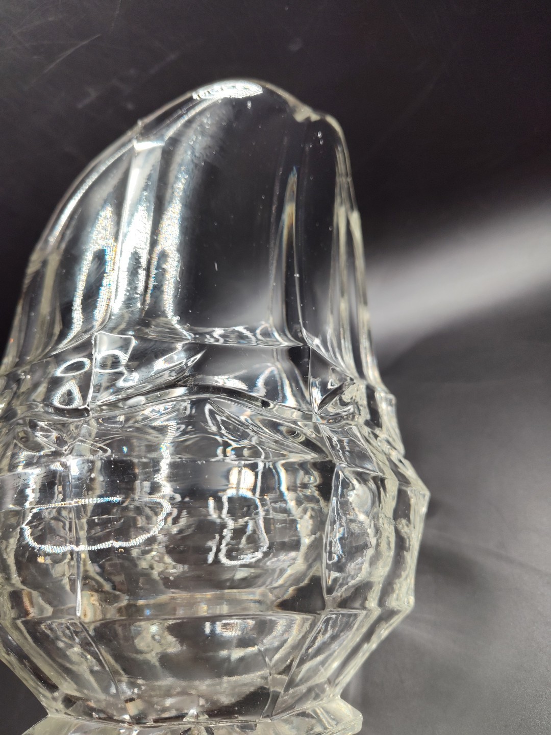 Vintage Heavy Paneled Clear Glass 7”H x 8″L x 5″W Pitcher Juice