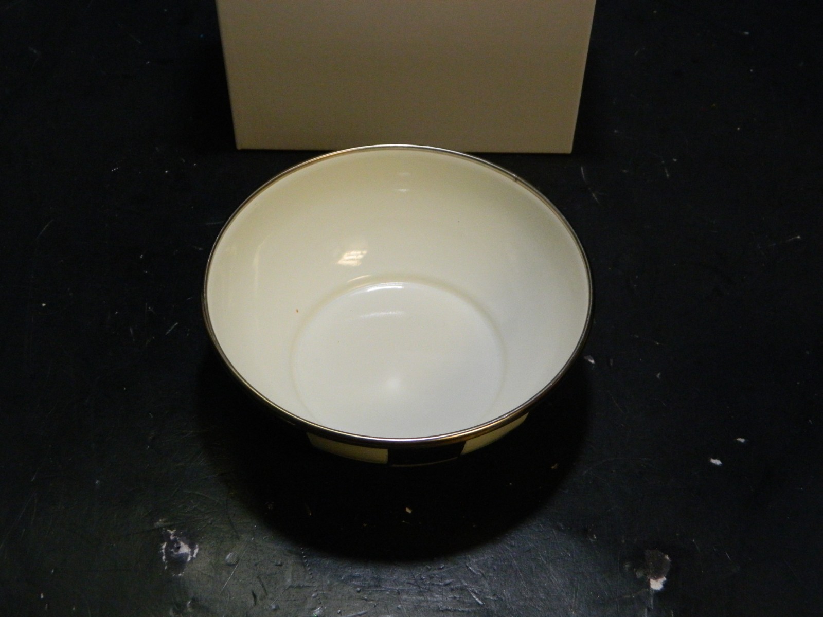 Mackenzie Childs Courtly Check Enameled Round Bowl 2.13″ x 5.94″ x 5.94″ NIB