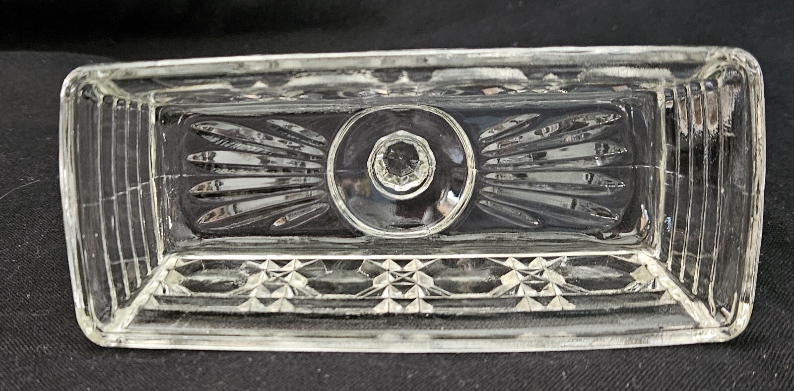Vintage FEDERAL Glass WINDSOR Butter Dish With Lid and Small Serving Tray Clear