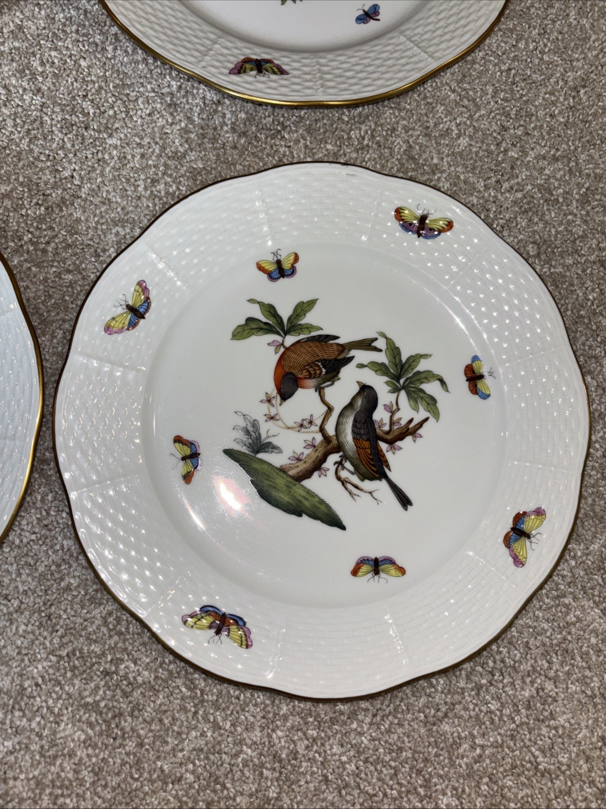 Herend ROTHSCHILD BIRD 8 3/4” Salad/Dessert Plates #521 Lot Of 4