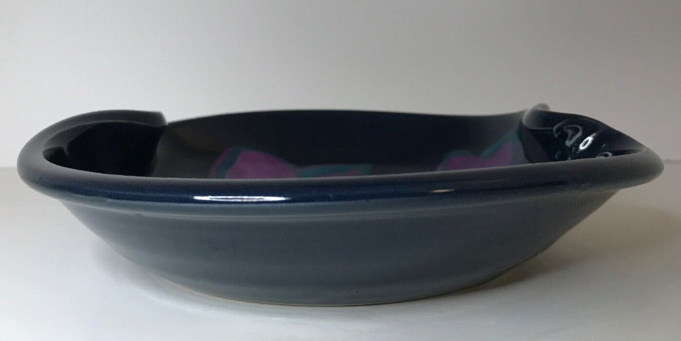 Handmade ceramic decorative bowl with pinched sides hand painted 8.5 inches