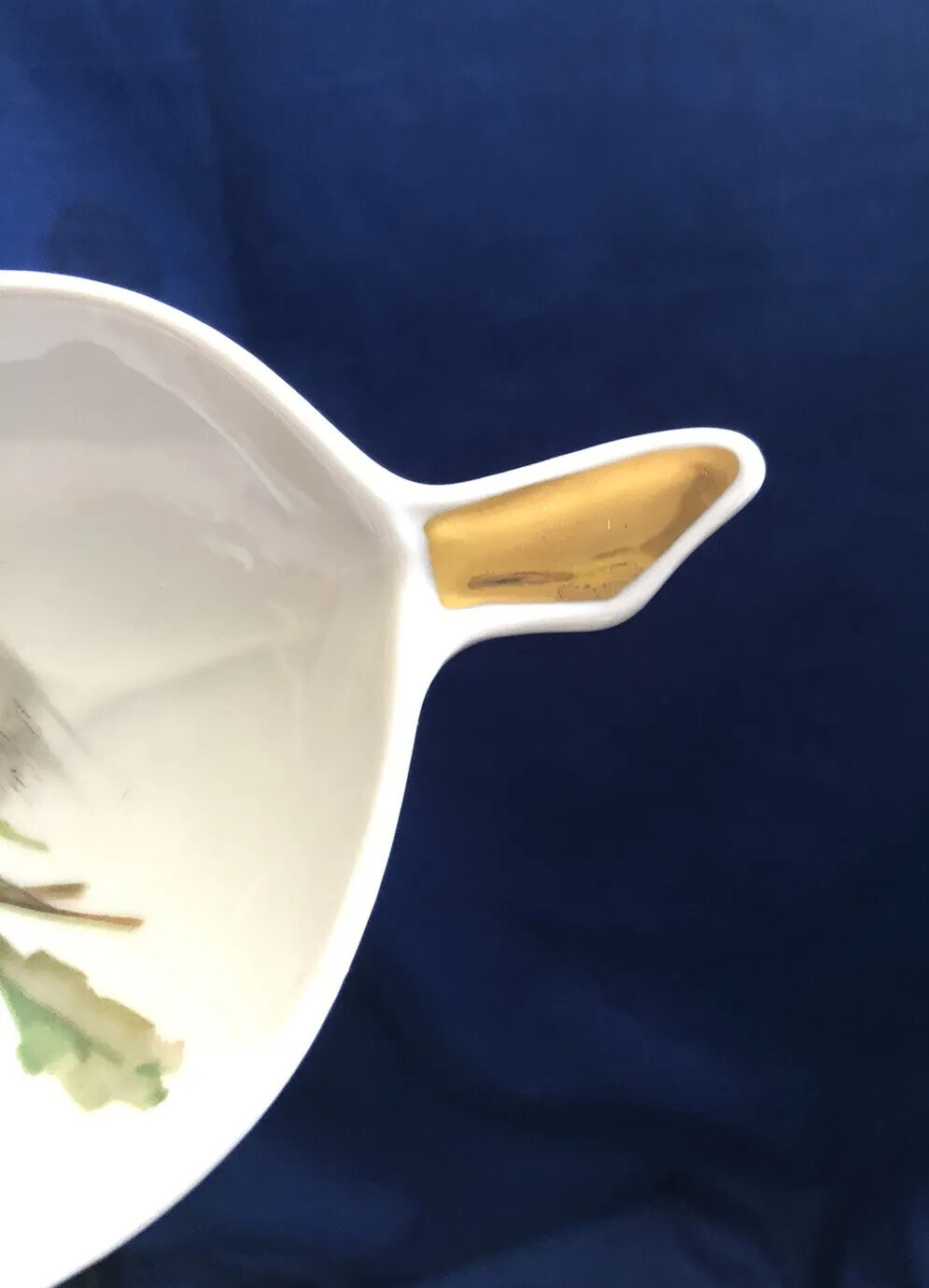 Mitterteich Bavaria Germany Leaf Shape Daisy Flower Candy Dish Gold Gild VTG