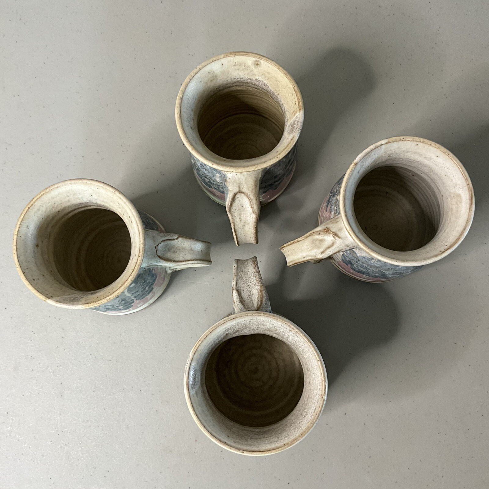 Art Pottery Tea Set 7 Piece Deborah Doran Studio Dundas Ontario Canada Pink Blue
