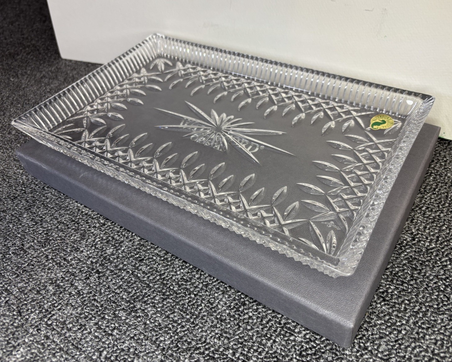 Waterford Crystal: Lismore Sandwich Tray, 11.1″ – NIB W/ Box And Seahorse Label