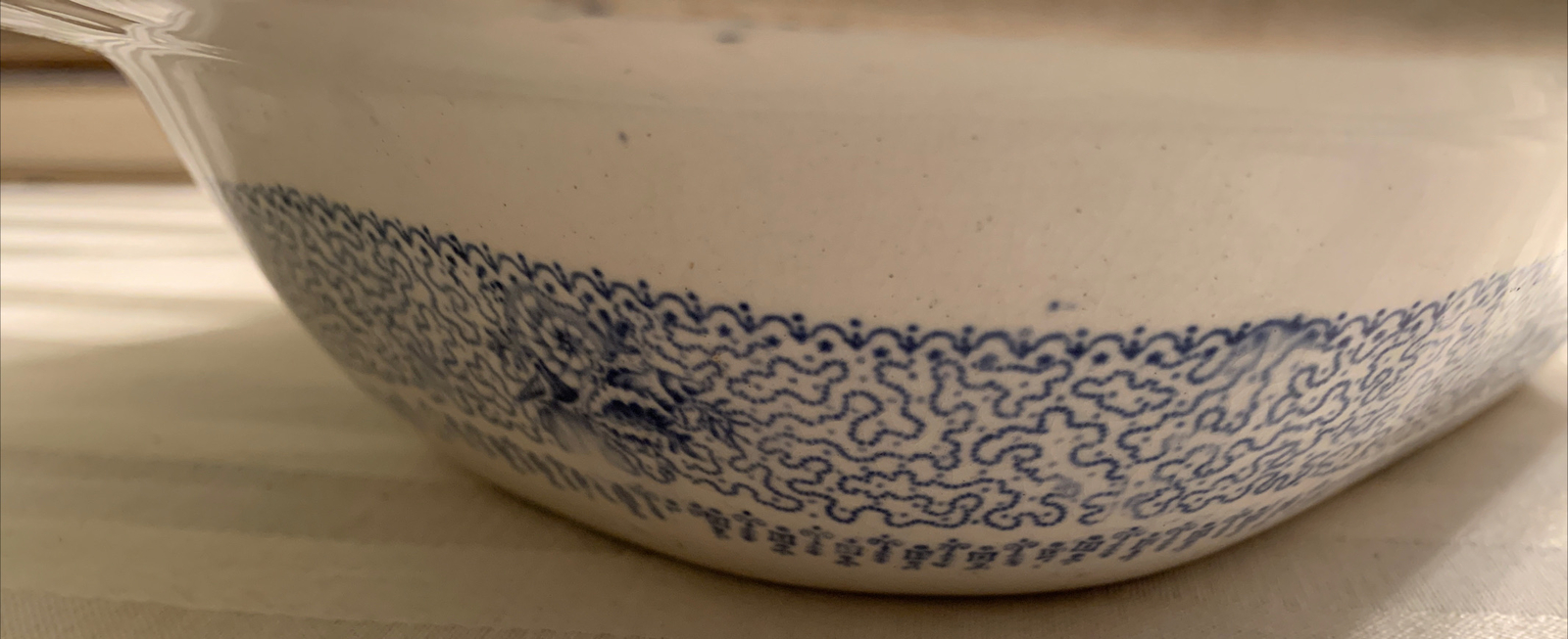Lucern China Blue & White Lucern Bowl- Outdoor Scene- Man/Women-11 X 9 X 2.