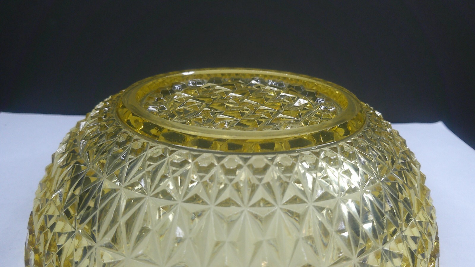 Pressed Diamond, #775, Central Glass Co, Amber Bowl, EAPG, USA, c1885, VgCd