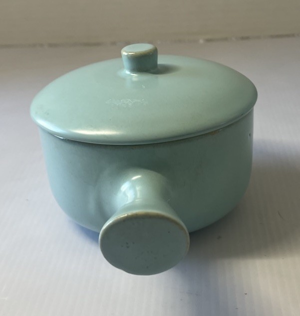 VTG La Solana Pottery Aqua Blue Covered Soup Bowl Handled Crock Lidded MCM SALE!