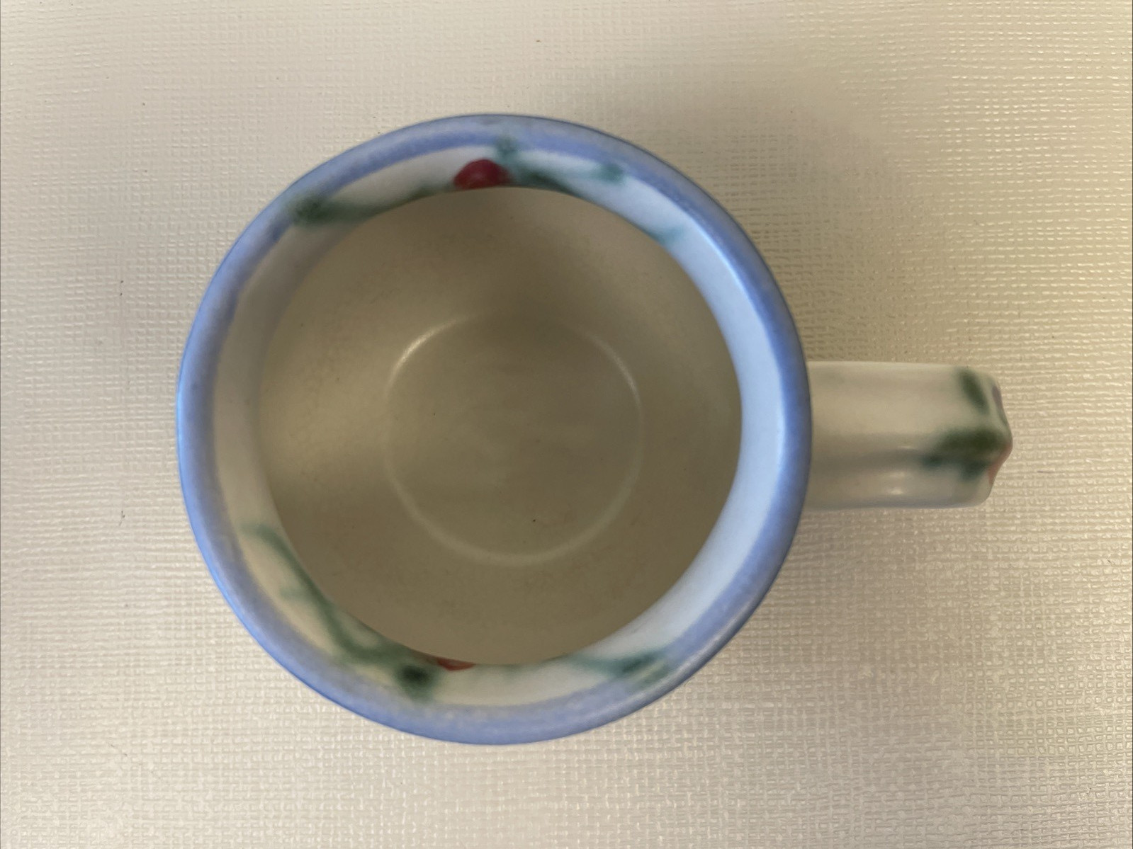 Clouds Folsom Signed Hand-Made Hand Painted Floral & Rabbits Mug 1997