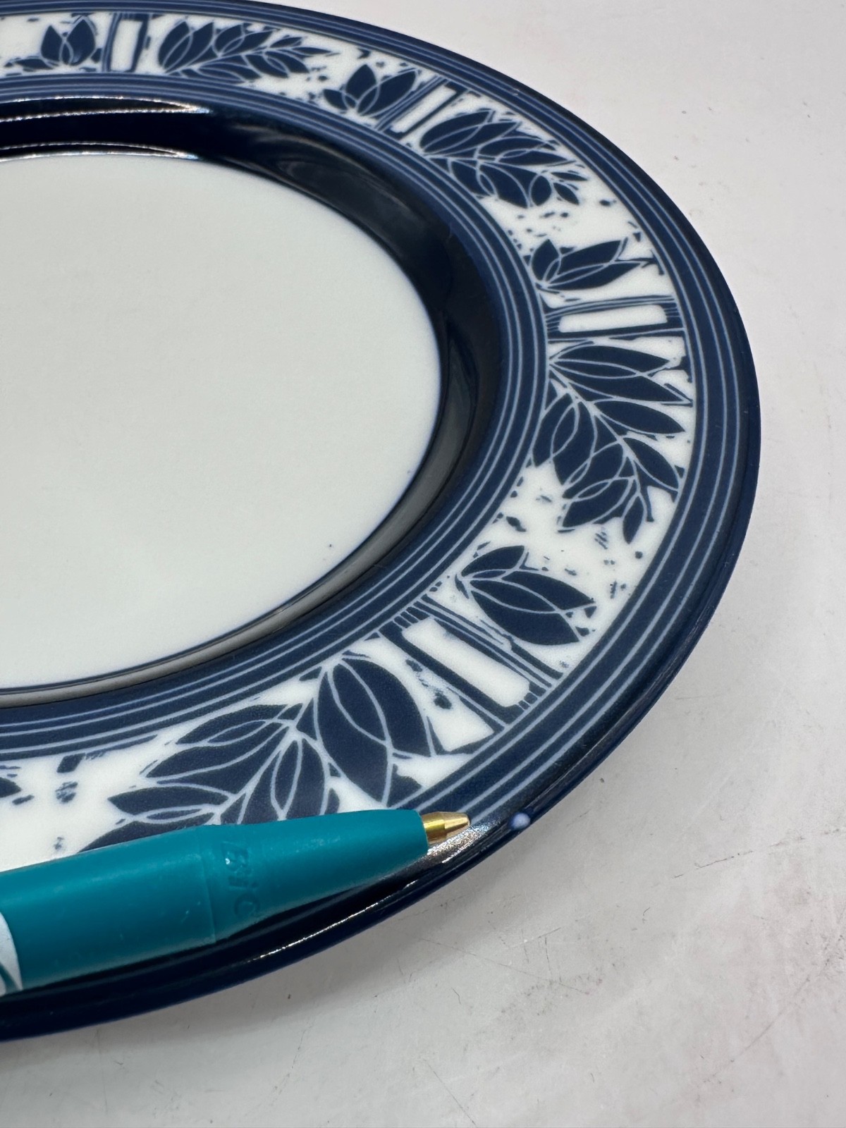 Set of 10 Ceylon by Dansk Bread and Butter Plates 7.25″ Royal Blue Leaves Japan