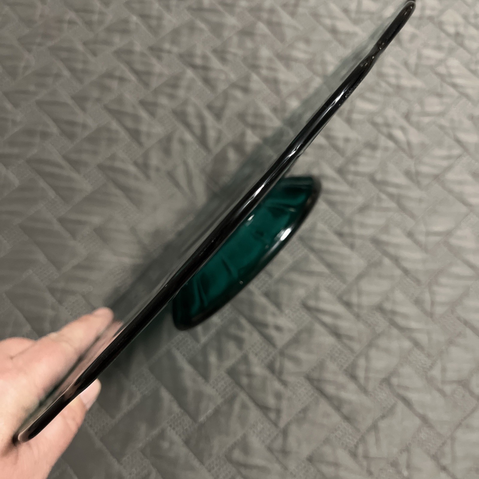 RARE VTG Teal Green Indiana Tiara Glass 13.25″ Constellation Cake Plate Stand