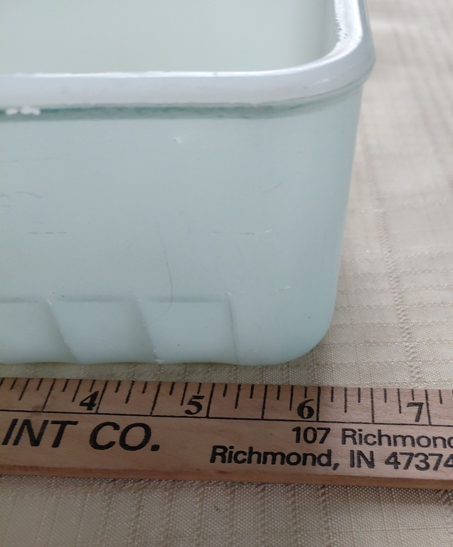vintage turquoise glasbake refrigerator dish 6”