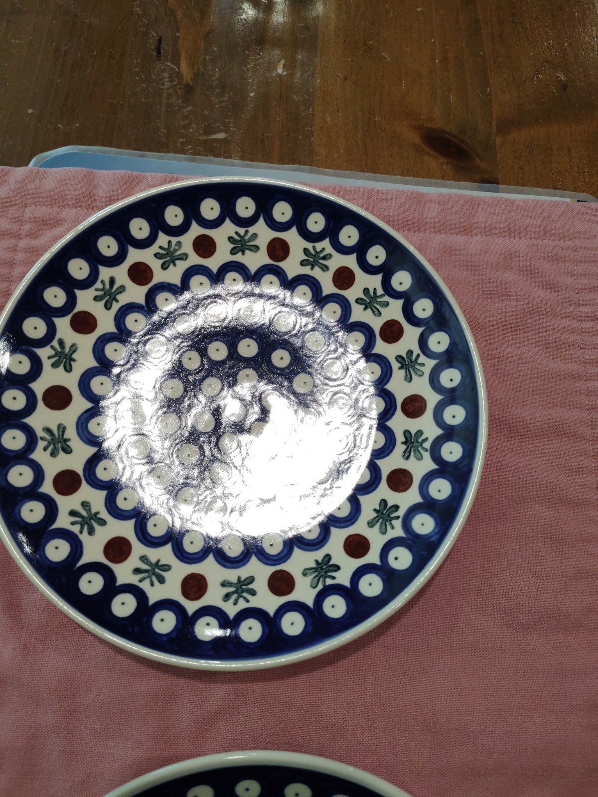 Manufatura Boleslawiec Polish Pottery Plate 7.25″ D Blue Red Green Salad/Dessert