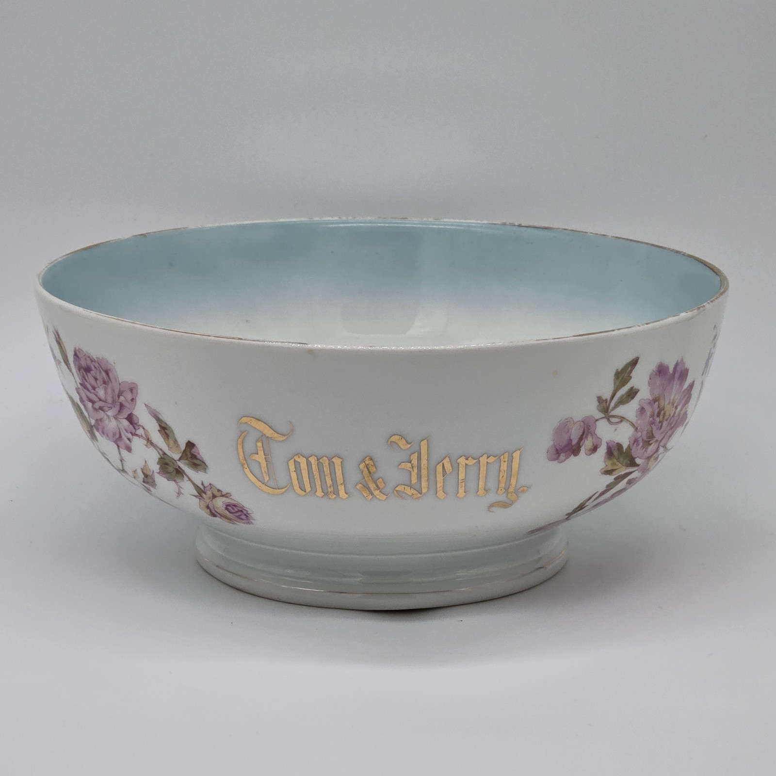 Antique Tom & Jerry Ironstone Punch Bowl C. Tielsch & Co. Germany ca. 1891-1905