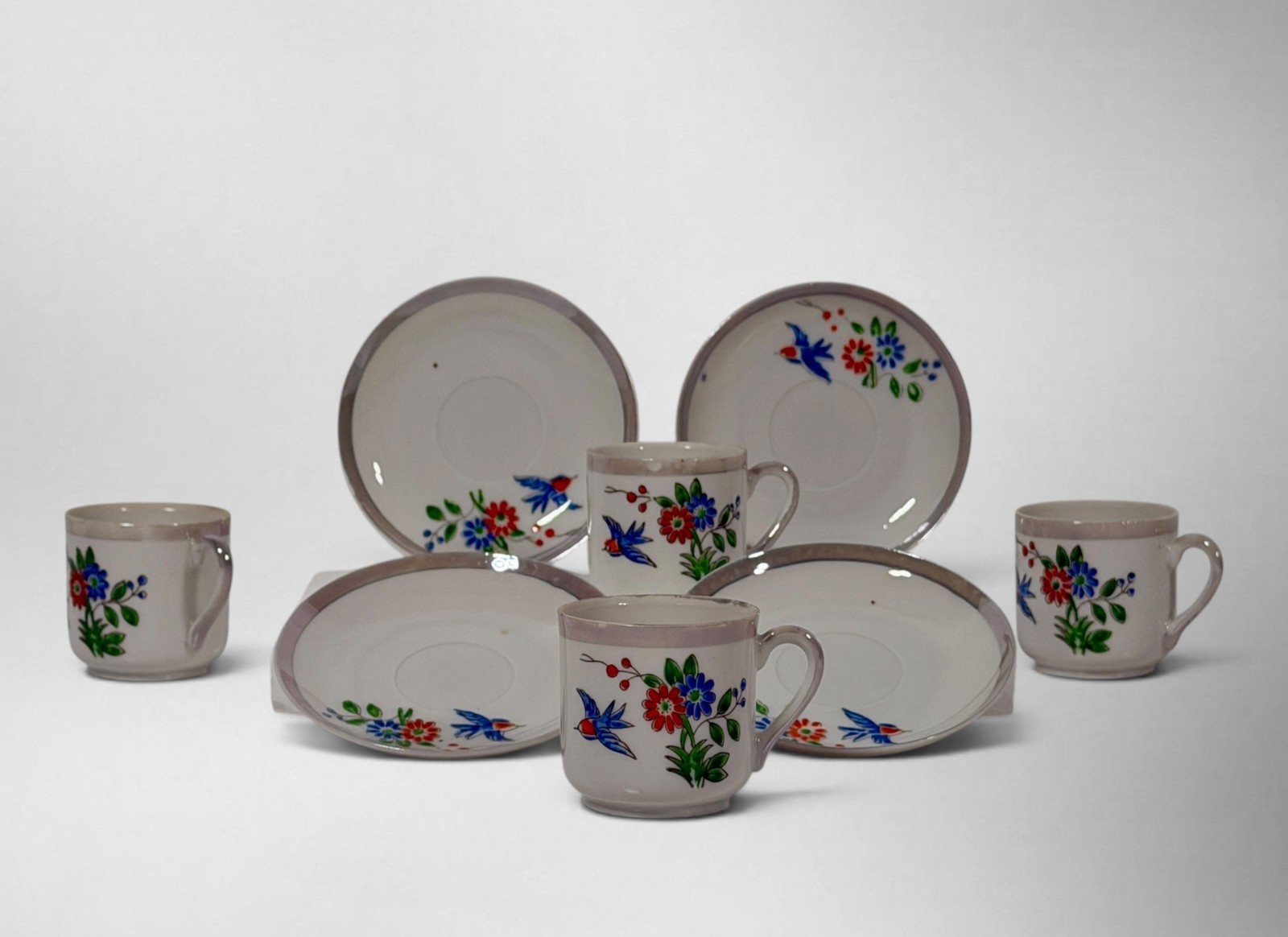 Vtg Crockery Importers Newington CT Occupied Japan Demitasse Cup Saucer Set (4)