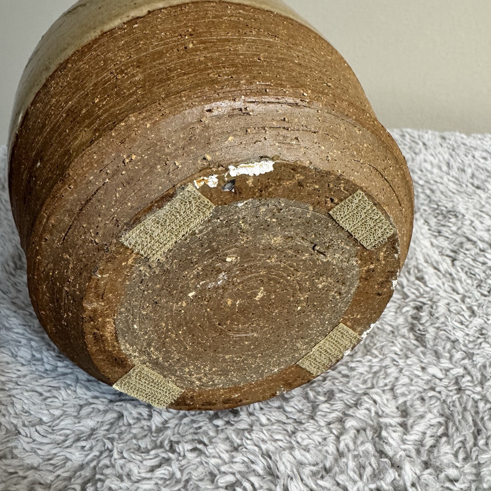 Vintage Studio Pottery Lidded Jar – Hand Thrown – Earth Tone Drip Glaze – Rustic