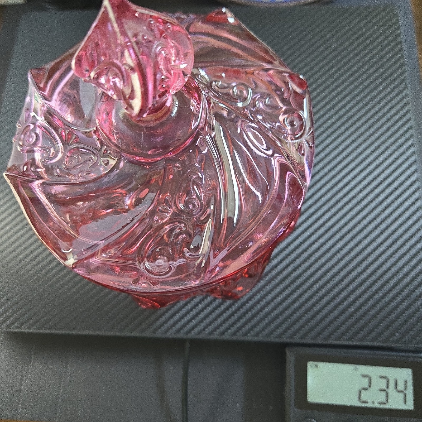 Vintage Fenton Pink Dusty Rose Paisley Swirl Candy Dish w/Lid & Sticker EUC 7.5″