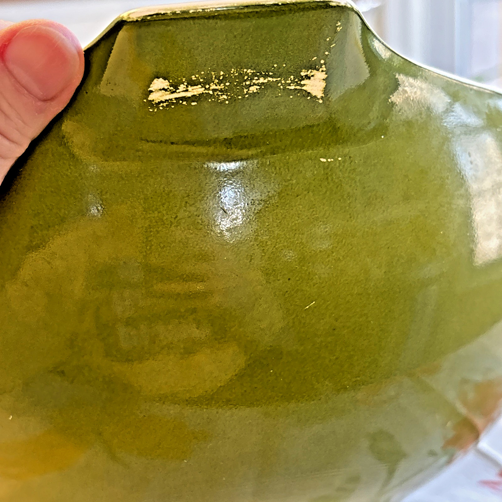 Vintage Pyrex Verde Olive Green #444 Mixing Bowl 4 Quart Cinderella Handles