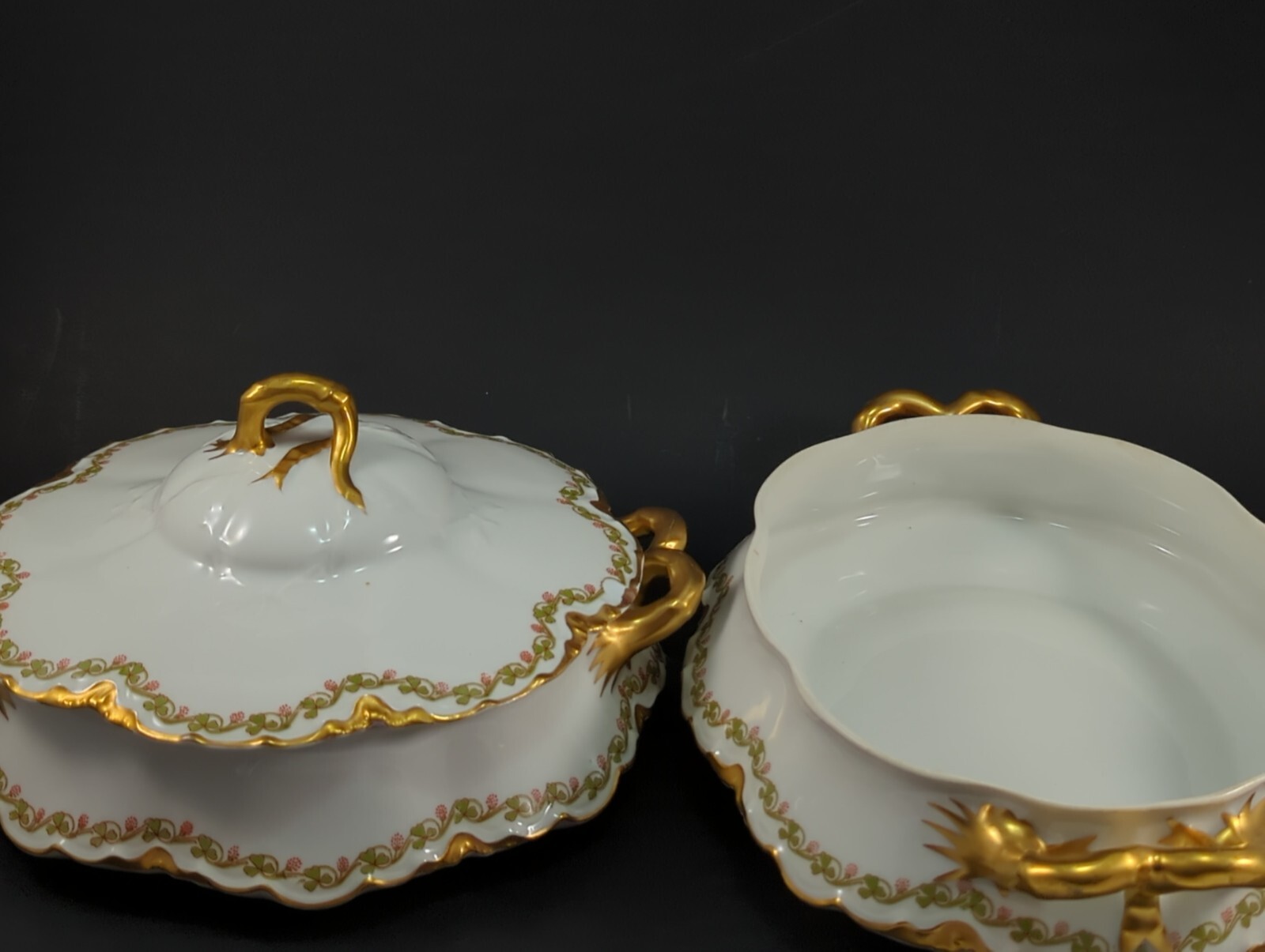 Rare Haviland Limoges Oval and Circular Serving Dishes plus one Circular lid.