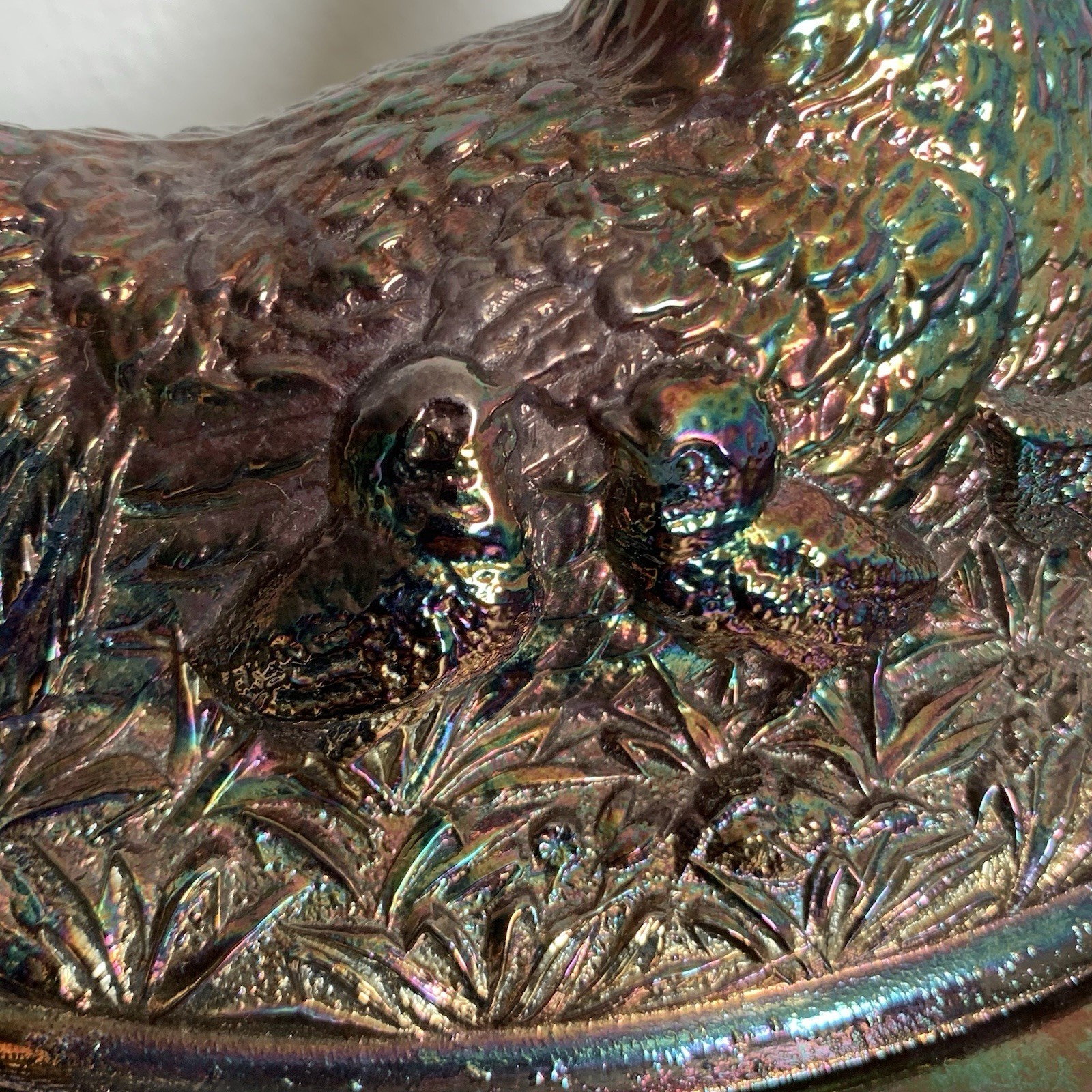 Glass Blue Carnival Glass Hen On Nest Covered Dish – Chicken Candy Dish