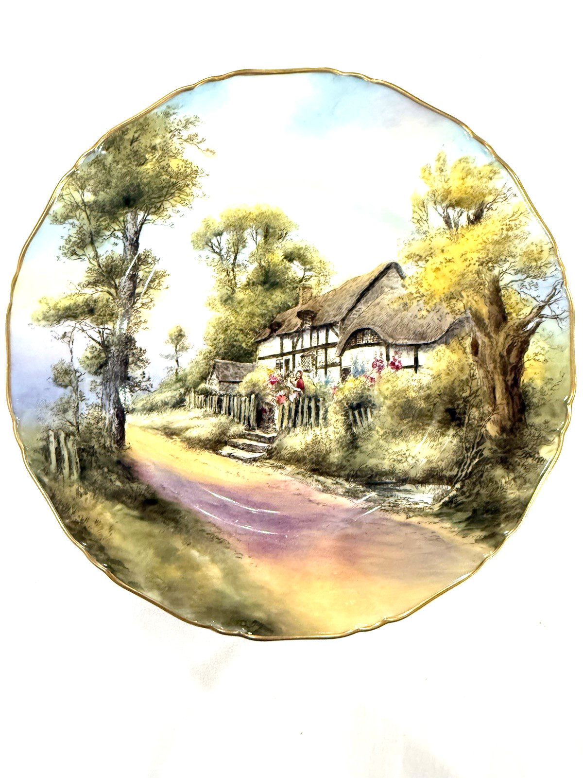 Pristine 1953 Royal Worcester 10.5″ Cabinet Plate Fladbury Signed J Smith Mint