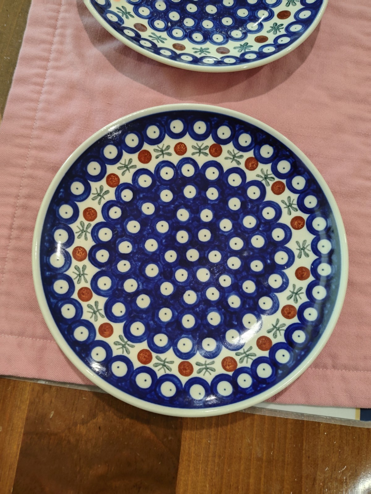 Manufatura Boleslawiec Polish Pottery Plate 7.25″ D Blue Red Green Salad/Dessert
