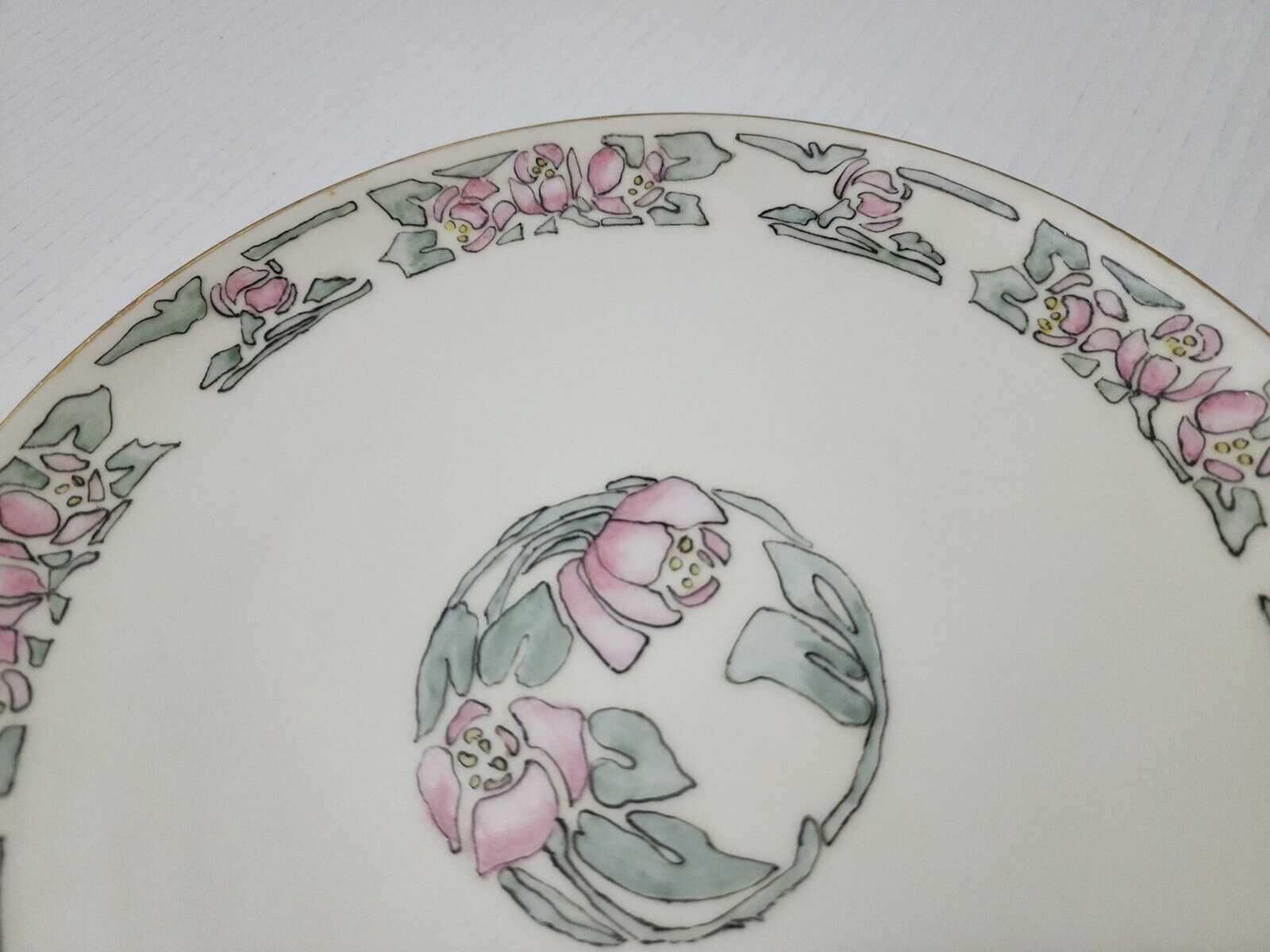 Antique Haviland Limoges France Plate Wild Roses Hand Painted Signed Carmichael