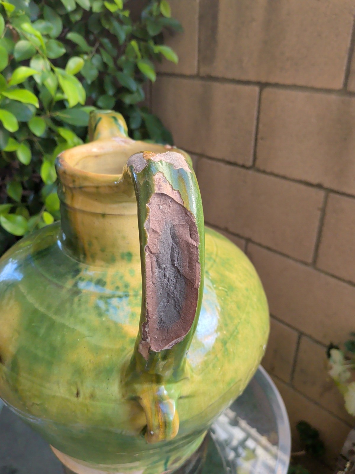 FRENCH ANTIQUE WATER JUG POTTERY VINTAGE CRUCHE EARTHENWARE CERAMIC VESSEL