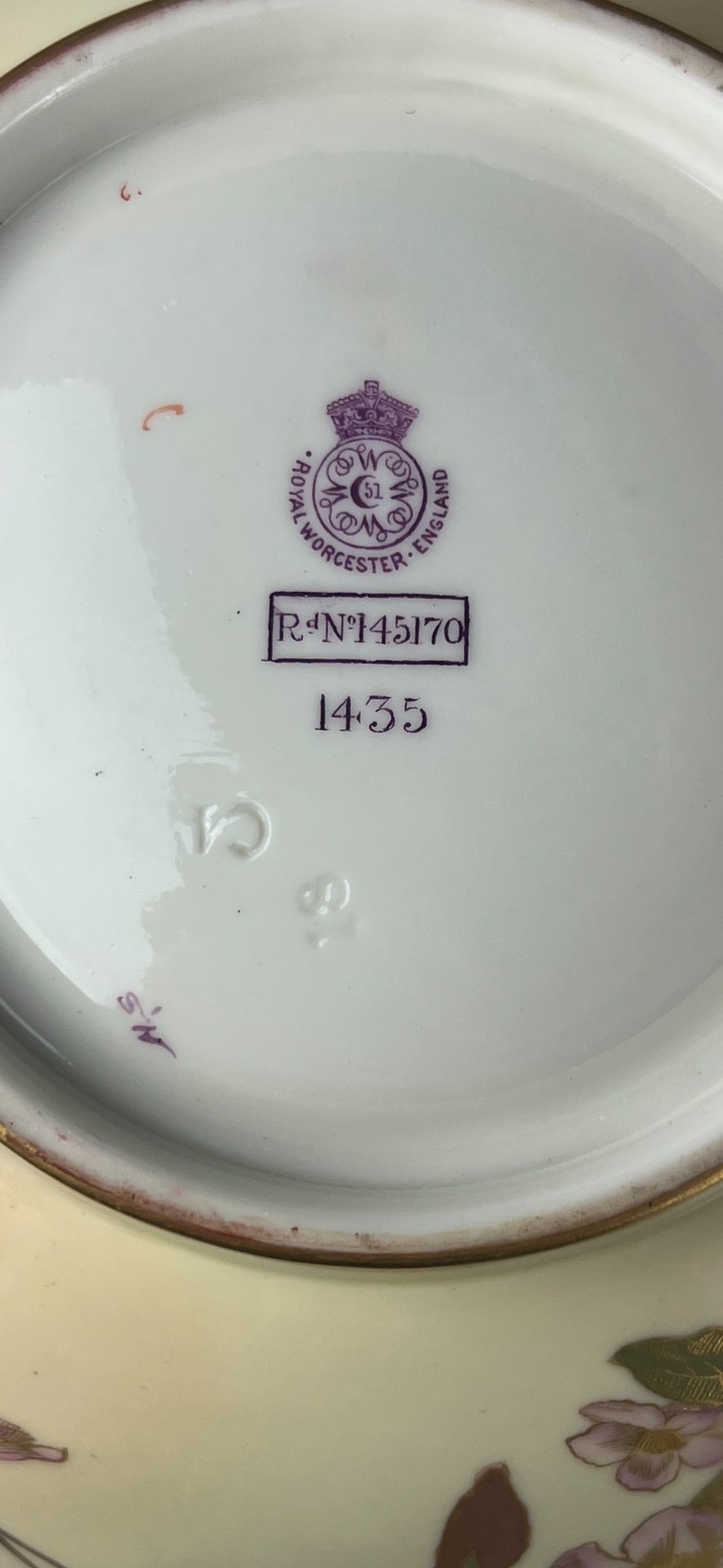 Antique Royal Worcester Large Blush Ivory Double Handled Centerpiece Bowl 1435