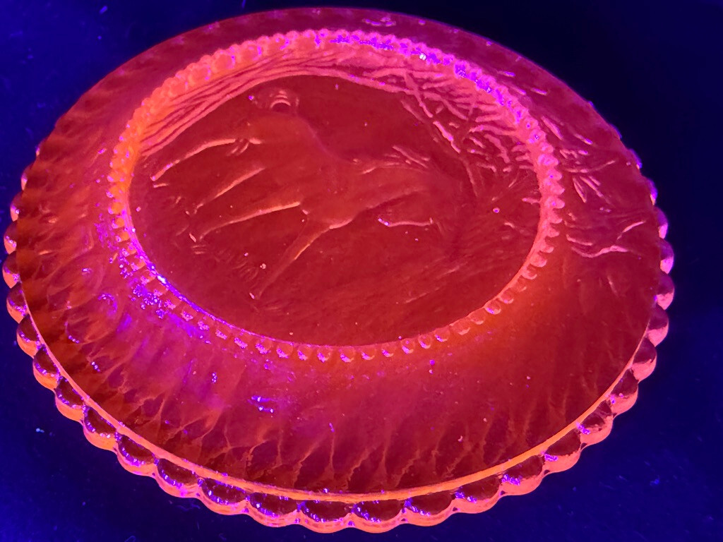 Green Vaseline glass Unicorn plate tea cup horse uranium pony saucer selenium 3″