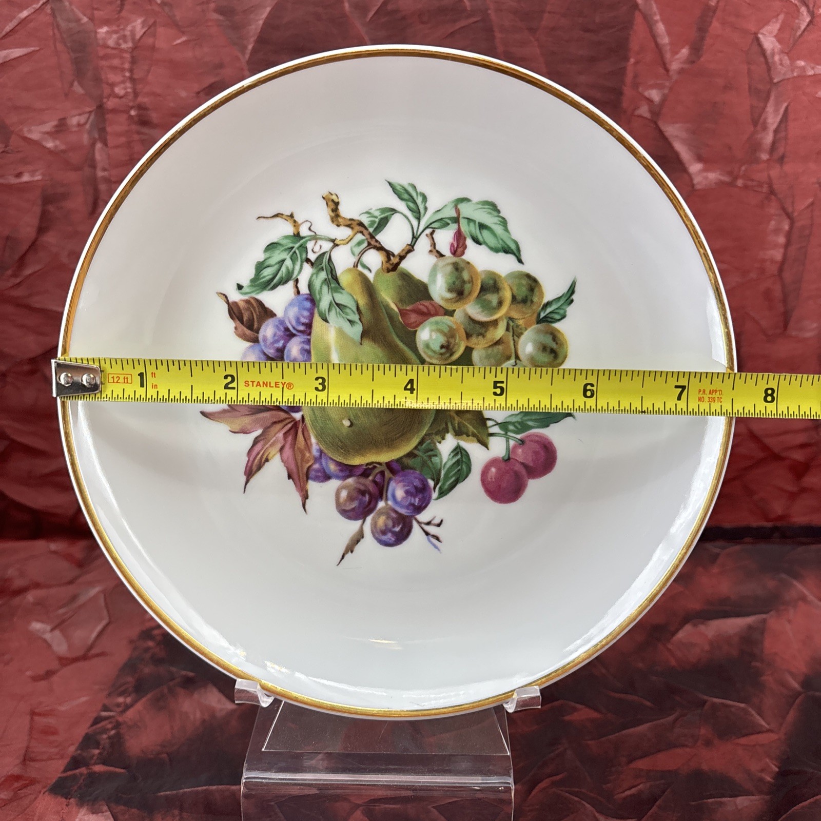 Vintage Naaman Israel Fine Porcelain Fruit Design Plates Set of 5 Gold Trim EUC