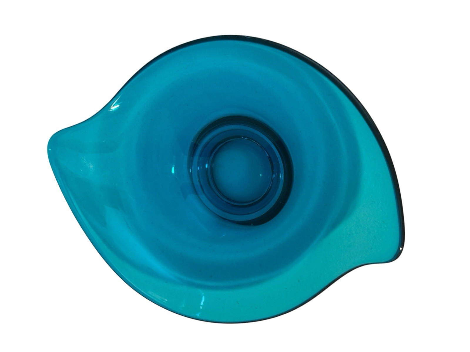 Viking Mid Century Modern Blue Blunique Epic Asymmetrical Glass Pedestal Bowl 8″