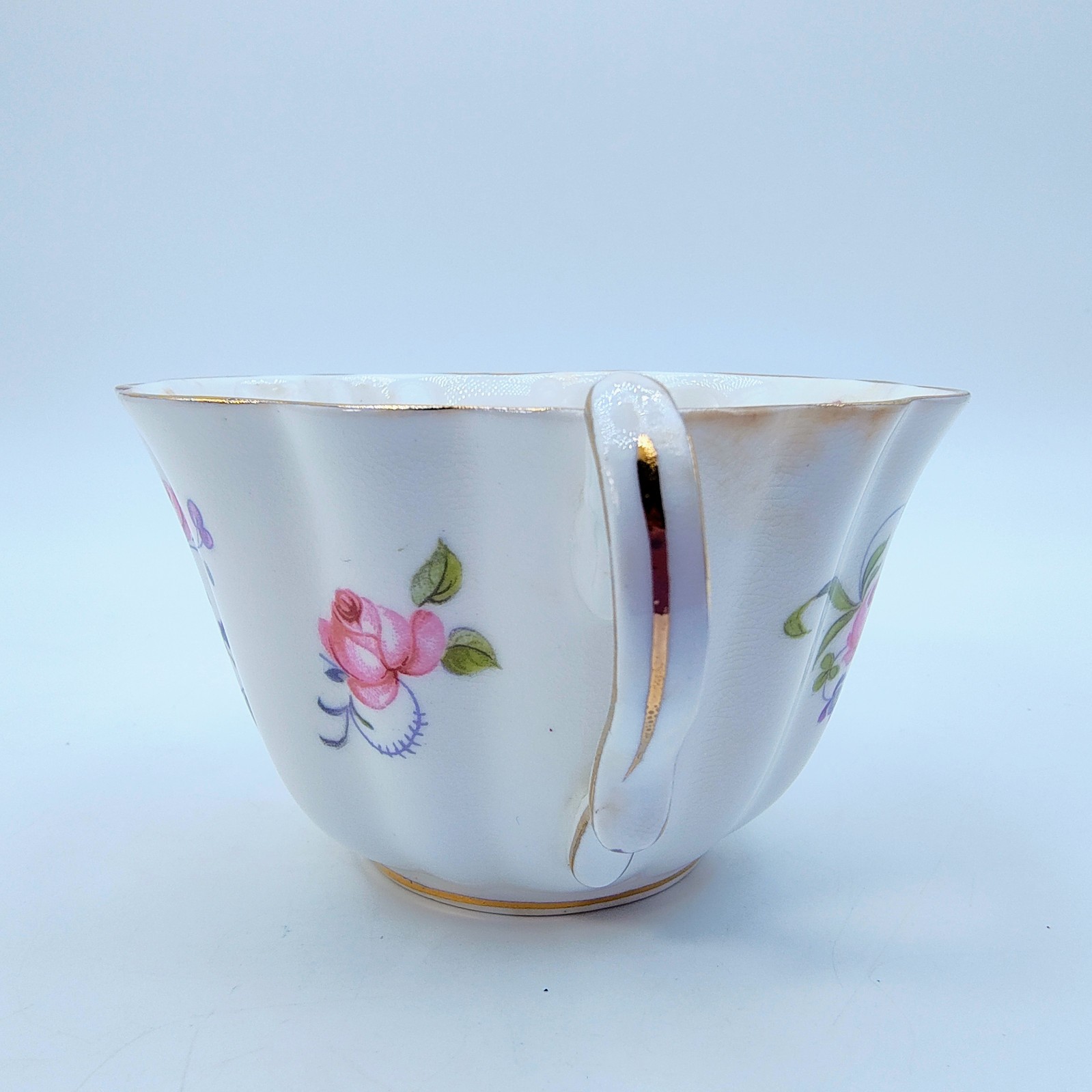 Vintage 1950s Victoria C & E Teacup & Saucer Pink English Rose 1164 Bone China