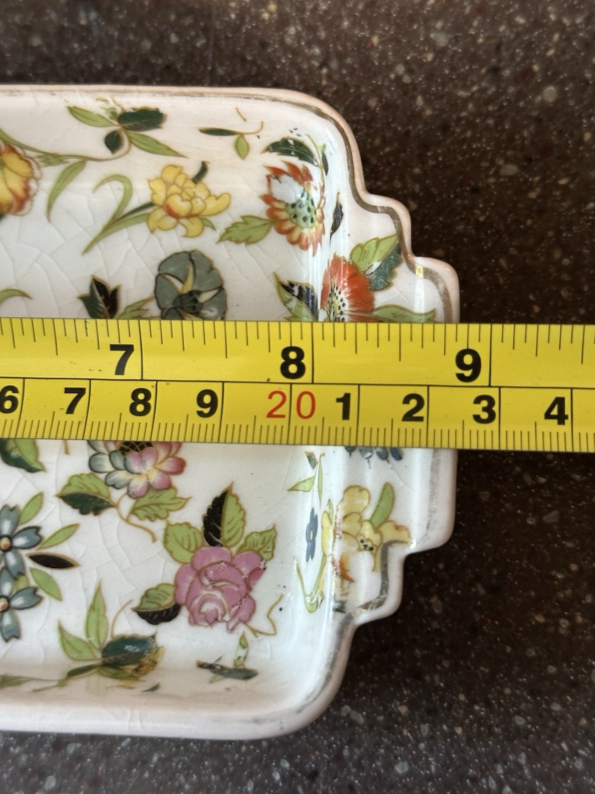 Vintage Japan Chintzware Rectangular Tray Floral Porcelain Trinket Vanity Dish