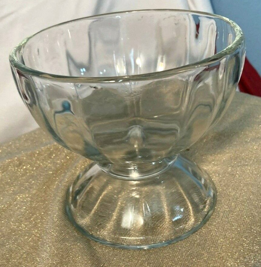 VTG LIBBY CLEAR GLASS COMPOTE PEDESTAL BOWL/CANDY DISH/MINI VASE-4.25″-EX COND