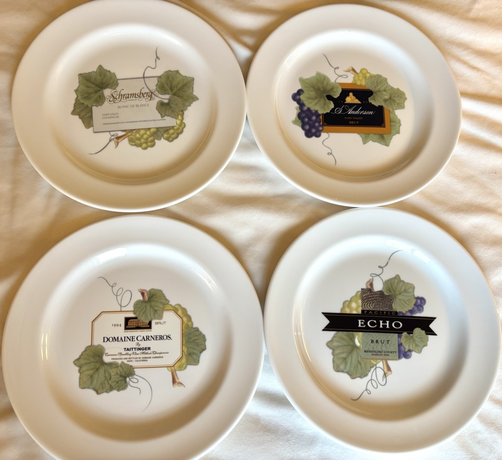 4 Wedgwood Grand Gourmet Vintage Collection Napa Wine Theme 8 1/2” Salad Plates