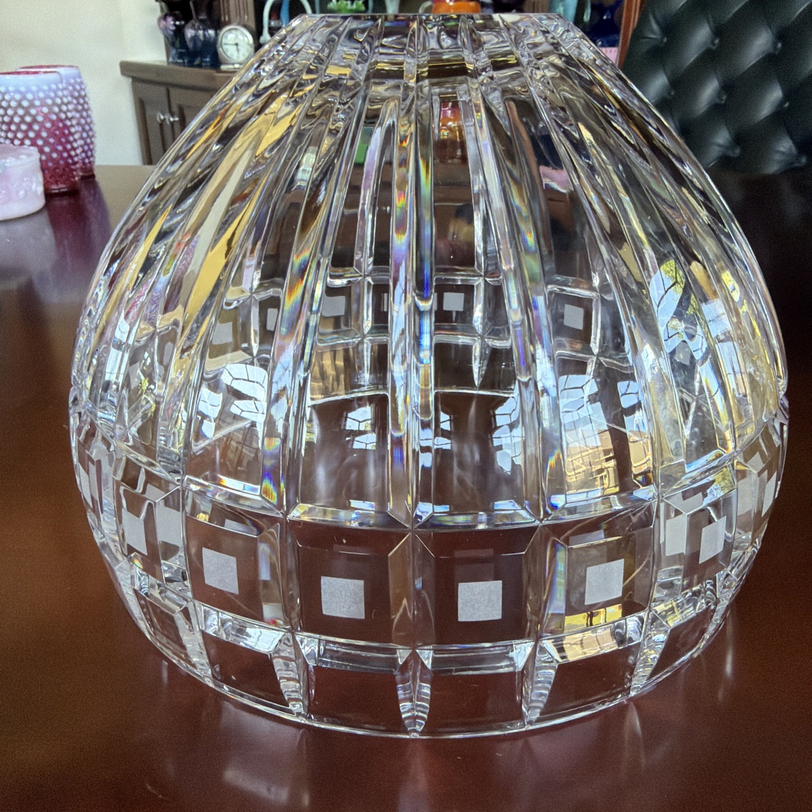 Vintage Large Waterford Marquis “Quadrata” 9.25” Crystal Centerpiece Bowl Signed