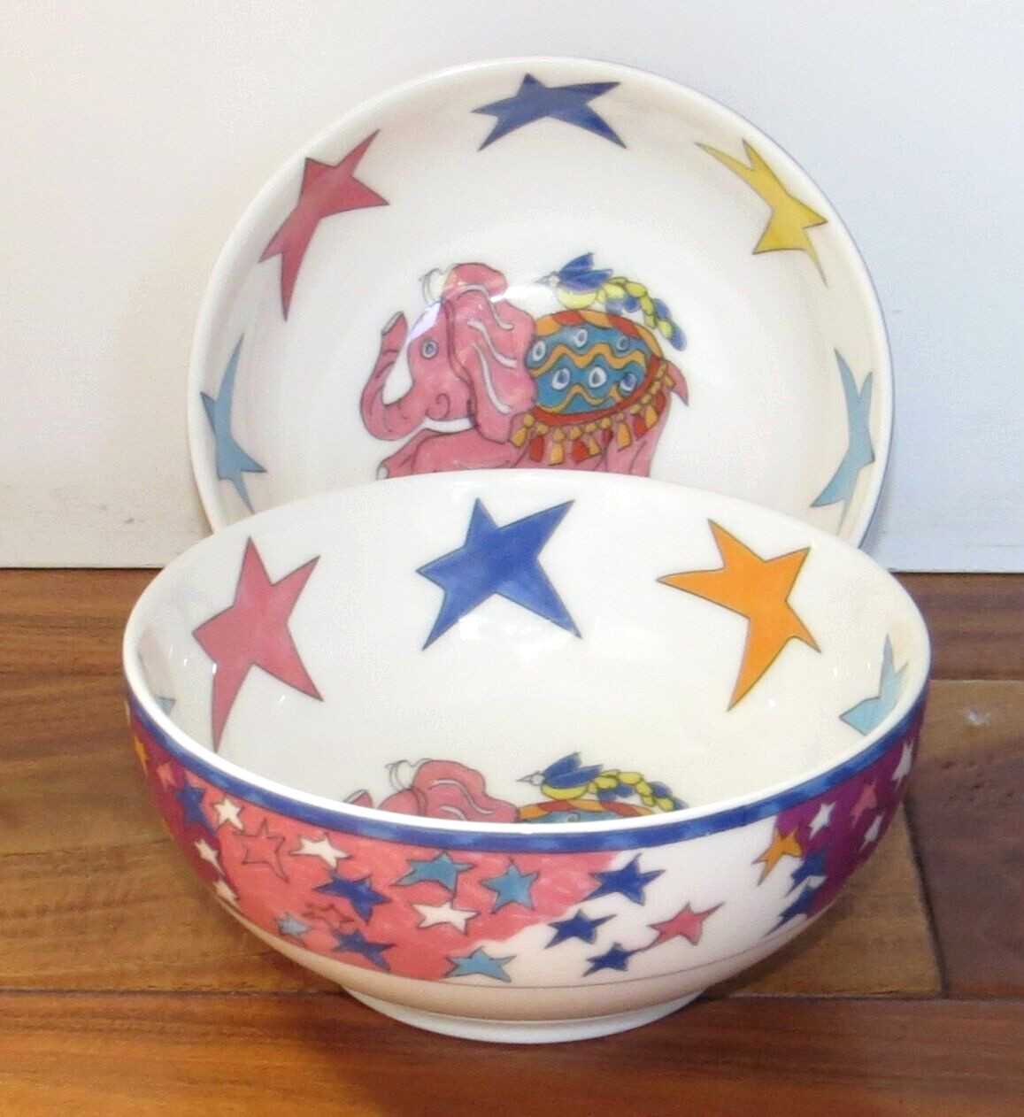 TIFFANY & CO. Fantasy Collection by Gene Moore 2 ELEPHANT BOWLS Stars Nursery