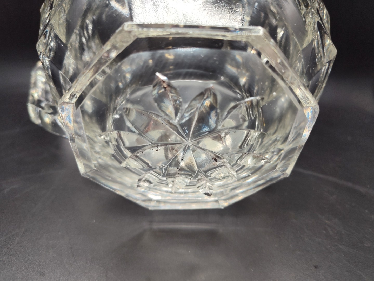 Vintage Heavy Paneled Clear Glass 7”H x 8″L x 5″W Pitcher Juice