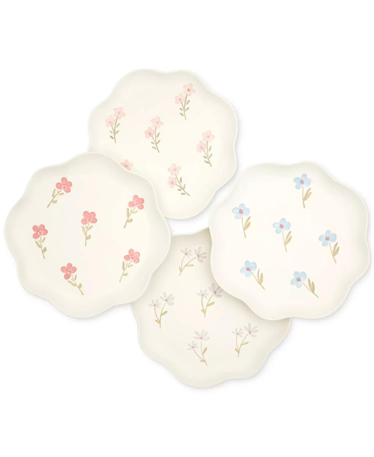 Haven Floral Scalloped Salad Plates 9 in. Set of 4
