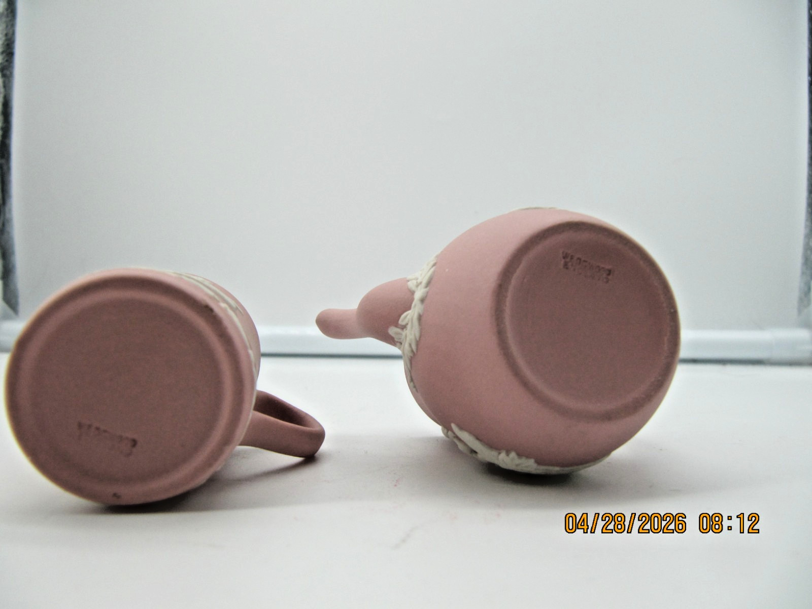 Wedgewood Minature Pink Jasperware Coffee Pot & Cup
