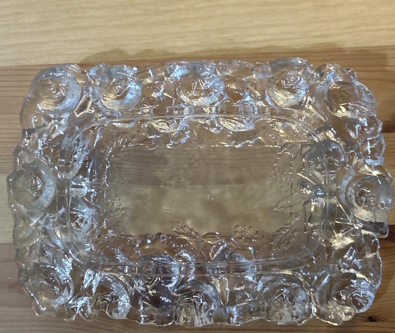 Raised Rose Petal Pattern Perimeter Butter Dish~Antique~Stunning!