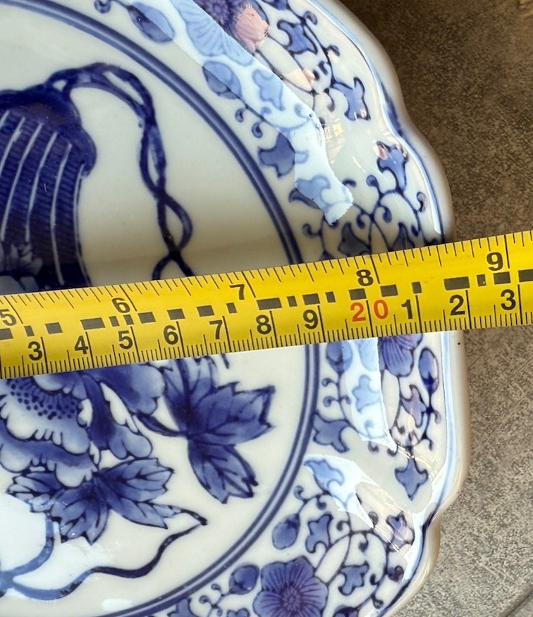 Blue White Porcelain Centerpiece Pedestal Footed Bowl Tazza Dish Floral Pattern