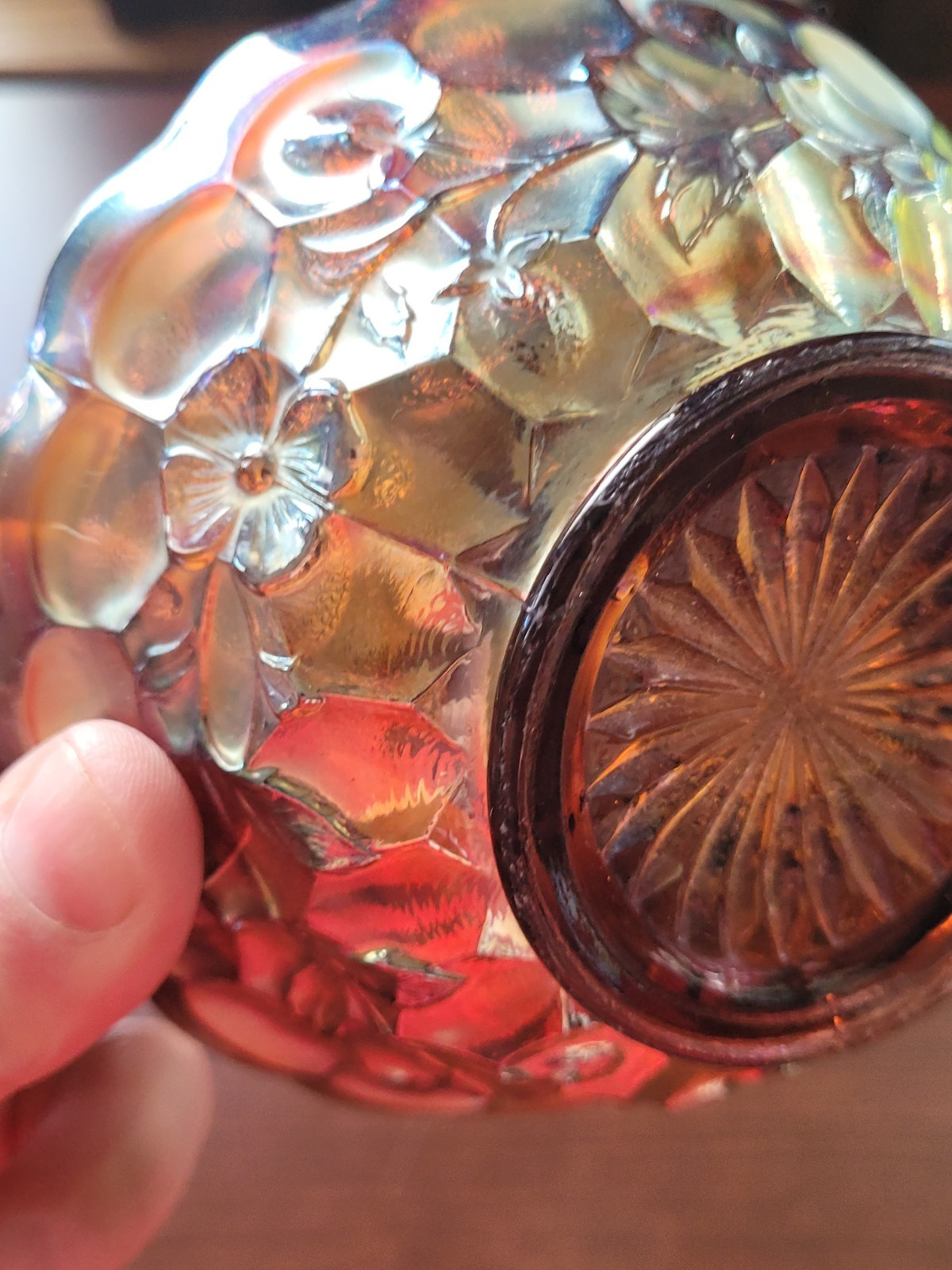Pretty Amethyst Fenton Carnival Glass Feathered Serpent Sauce Bowl