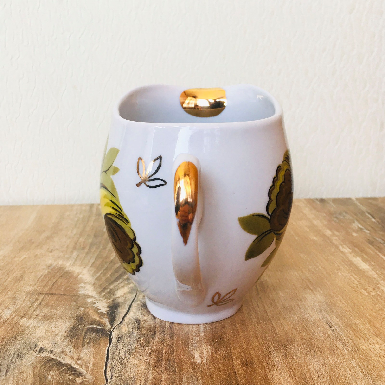 Vintage USSR Porcelain Creamer, Soviet Floral Milk Jug Cottagecore Kitchen Decor