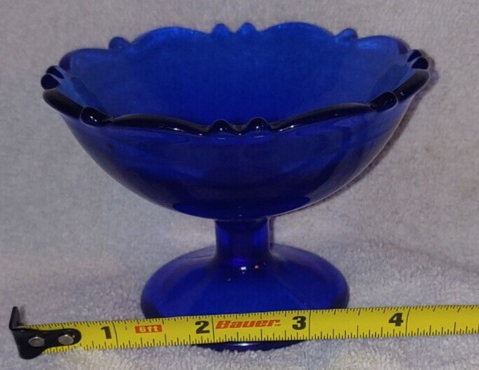L.E. Smith – Mt Pleasant Cobalt Blue Glass – Footed Bowl