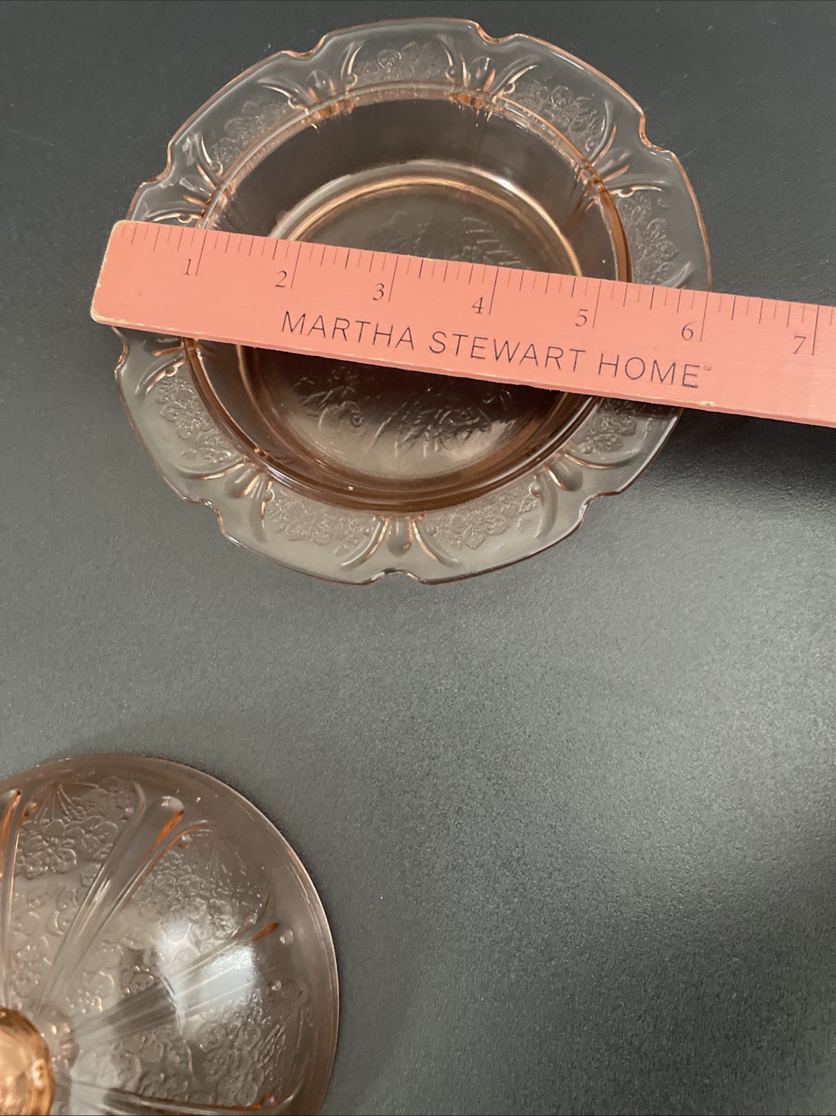 Jeannette Soft Salmon Pink Cherry Blossom Depression Glass Covered Butter Dish