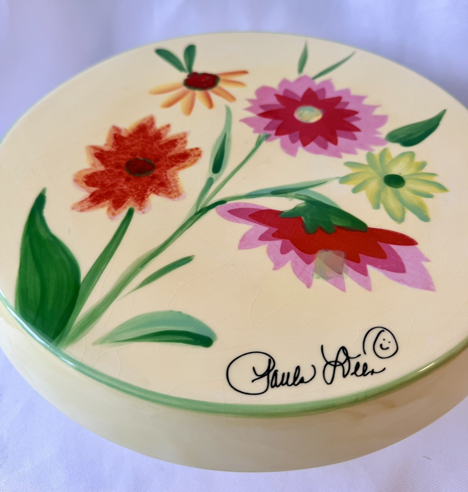Paula Deen Pedestal Cake Stand & Easter Egg Holder Garden Delights Pattern 11”