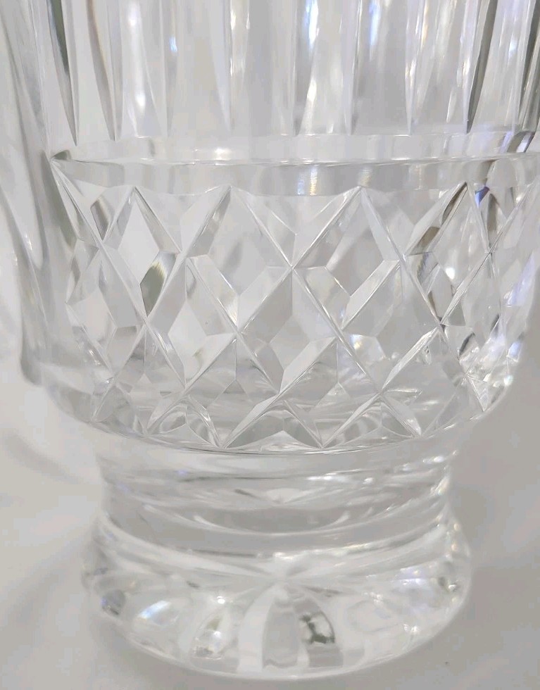 Vtg Waterford Pitcher Cut Crystal Diamond Pattern Applied Handle 7.5″ Tall Read